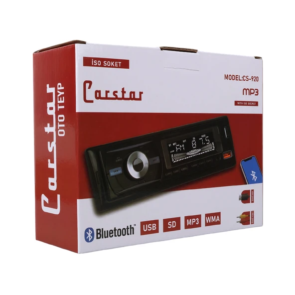 CARSTAR CS-920 7 RENKLİ ÇİFT USB/SD/FM/AUX/BLUETOOTH KUMANDALI OTO TEYP 4X60 WATT - 4