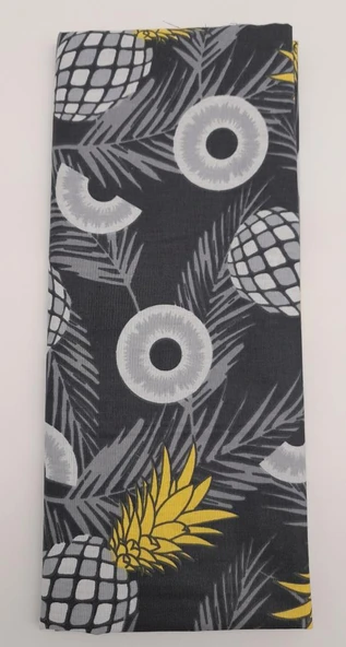 Çanta Aksesuar 120X50 Cm Koyu Gri Ananas Desen Pamuklu Astarlık Kumaş No:19