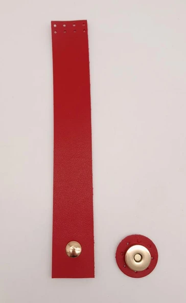 Çanta Aksesuar Kırmızı Renk 20x3 Cm Tek Kat Suni Deri Kapak Light Gold Metal