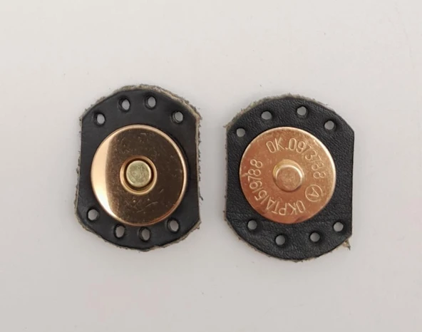 Çanta Aksesuar Siyah Renk Gerçek Derili Oval Kenar Mıknatıslı Çıtçıt Light Gold Metalli