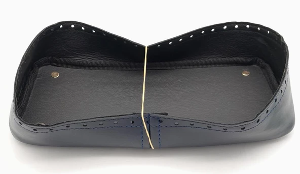 Çanta Aksesuar Lacivert Suni Deri 28x13 cm Yüksek Çanta Tabanı Light Gold Metalli ürün görseli 1