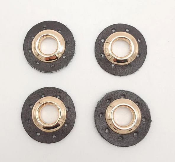 Çanta Aksesuar Kahverengi Gerçek Derili 4 lü Kuşgözü Light Gold ürün görseli 1