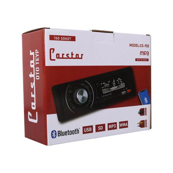 CARSTAR CS-950 7 RENKLİ ÇİFT USB/SD/FM/AUX/BLUETOOTH KUMANDALI OTO TEYP 4X60 WATT - 4