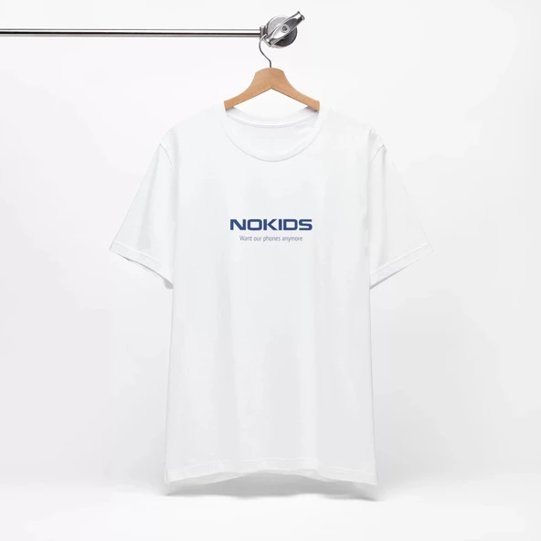 Unisex Nokids Baskılı Mizah Beyaz Basic Tshirt