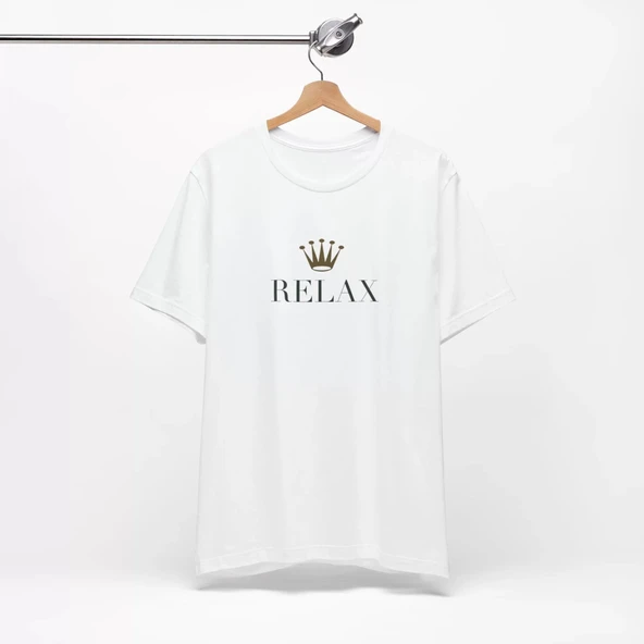 Unisex Relax Baskılı Mizah Beyaz Basic Tshirt