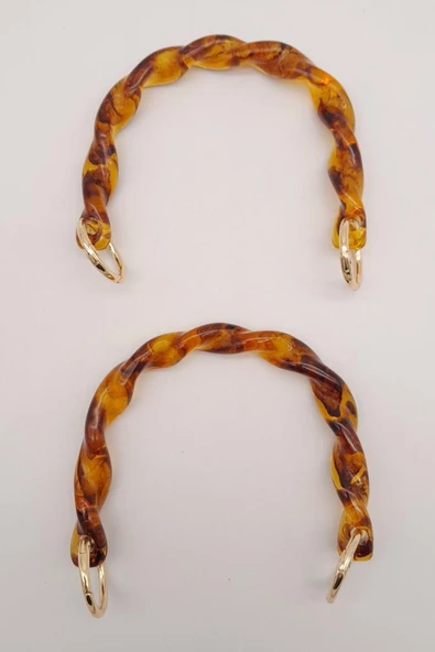 Çanta Aksesuar 13 cm Burgu Model Kehribar Renk Yaylı Halkalı Akrilik Çanta Sapı - 2