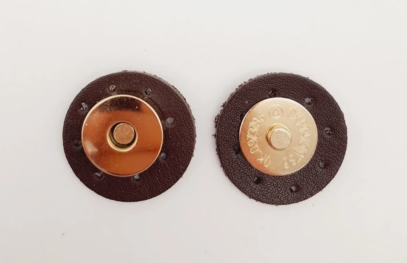 Çanta Aksesuar Kahverengi Suni Derili Mıknatıslı Çıtçıt Light Gold Metalli