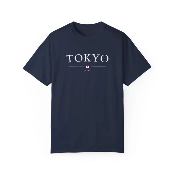 Unisex Tokyo Japonya Şehir Baskılı Lacivert Basic Tshirt