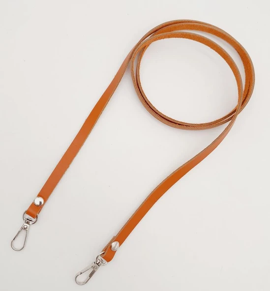 Çanta Aksesuar Gerçek Deri Spagetti Model Turuncu Taba Gümüş Metal Çanta Sapı - Resim 3