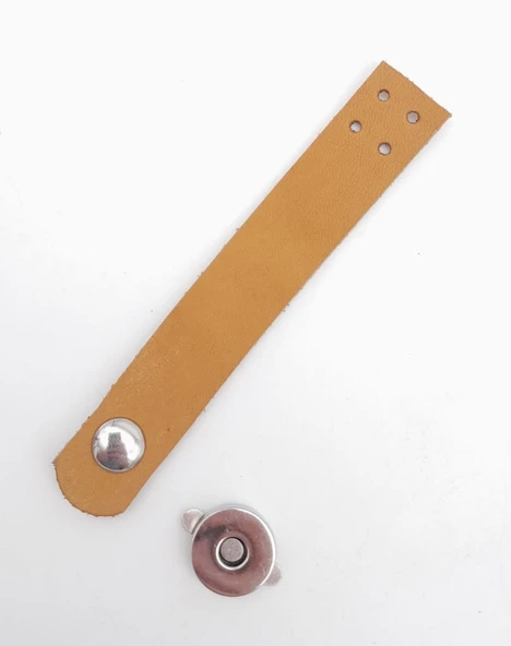 Çanta Aksesuar 11x2 cm Açık Taba Gerçek Deri Düz Çanta Kapağı Gümüş Metalli - Resim 3