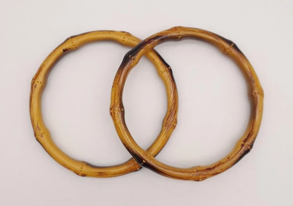 Çanta Aksesuar Bambu Görünümlü 11 cm Çapında Plastik Çift Sap