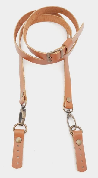 Çanta Aksesuar 130x1.5 cm Taba Gerçek Deri Antik Tokalı Çanta Sapı ürün görseli 1