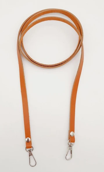 Çanta Aksesuar Gerçek Deri Spagetti Model Turuncu Taba Gümüş Metal Çanta Sapı ürün görseli 1