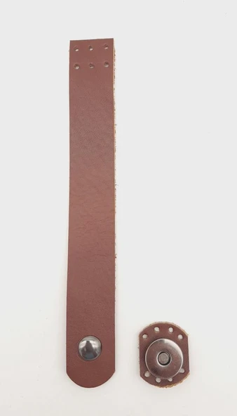 Çanta Aksesuar 18x2.3 cm Kızıl Kahve Gerçek Deri Düz Çanta Kapağı Füme Metalli