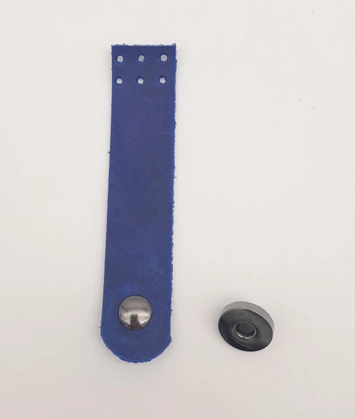 Çanta Aksesuar 11x2.3 cm Crazy Oil Saks Mavi Gerçek Deri Düz Çanta Kapağı Füme Metalli