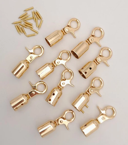 Çanta Aksesuar 12 mm Light Gold Renk Kancalı Kovan 10 Adet - Resim 3