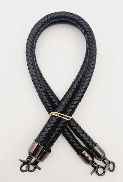 Çanta Aksesuar Siyah Örme Çanta Sapı Füme Metal ürün görseli