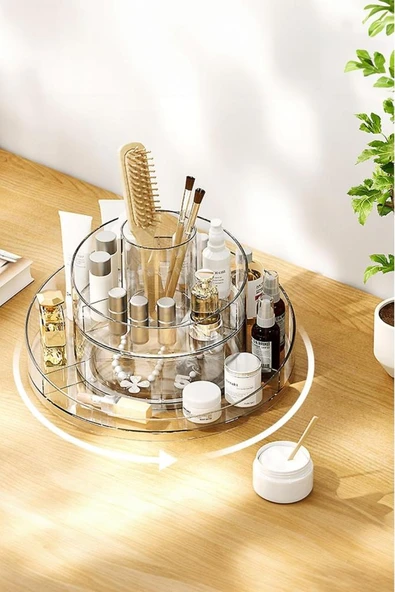 Makyaj Düzenleyici Organizer 360° Dönebilen Makyaj Standı - 5