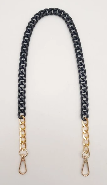 Çanta Aksesuar Renkli Metal 60 cm Kancalı Zincir Siyah