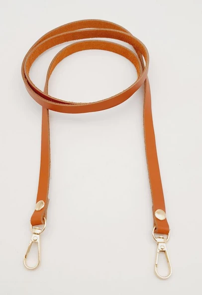 Çanta Aksesuar Gerçek Deri Spagetti Model Turuncu Taba Light Gold Metal Çanta Sapı - Resim 2