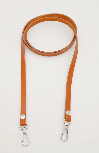 Çanta Aksesuar Gerçek Deri Spagetti Model Turuncu Taba Gümüş Metal Çanta Sapı - Resim 2