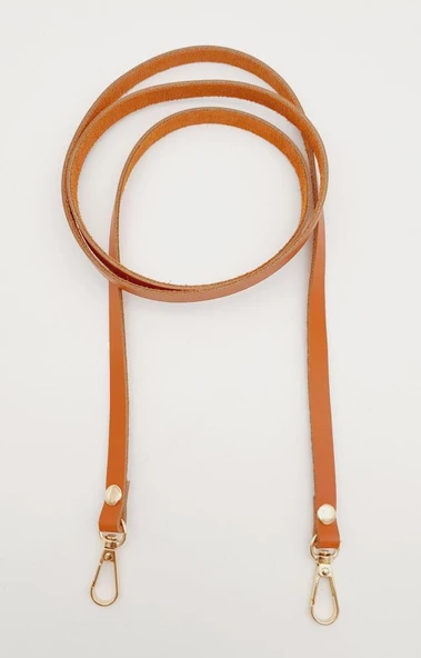 Çanta Aksesuar Gerçek Deri Spagetti Model Turuncu Taba Light Gold Metal Çanta Sapı ürün görseli 1