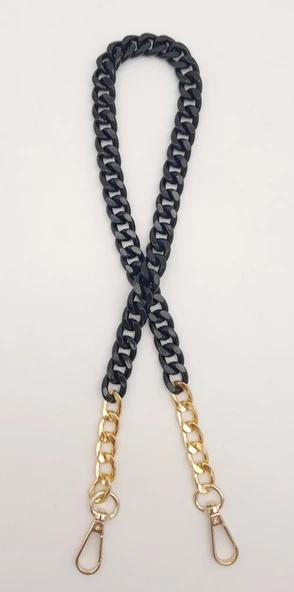 Çanta Aksesuar Renkli Metal 60 cm Kancalı Zincir Siyah - 2