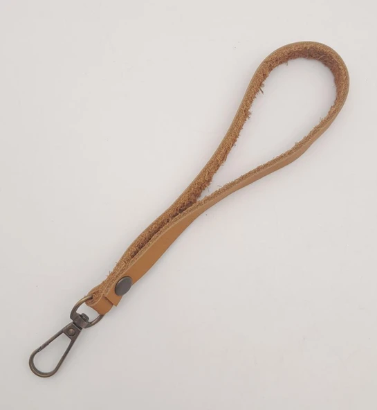 Çanta Aksesuar Gerçek Deri Açık Taba Renk Elcik Antik Metalli - Resim 2