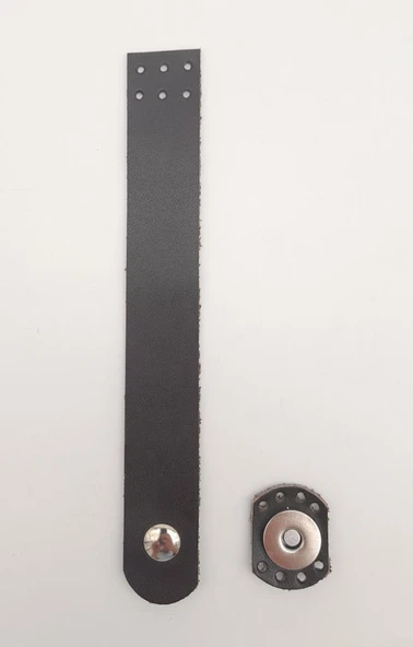 Çanta Aksesuar 18x2.3 cm Koyu Kahverengi Gerçek Deri Düz Çanta Kapağı Gümüş Metalli ürün görseli 1