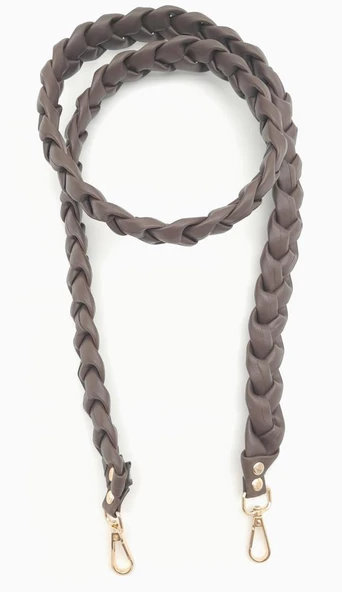 Çanta Aksesuar 130 cm Örgü Model Kahverengi Suni Deri Çanta Sapı Light Gold Metalli ürün görseli 1