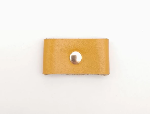 Çanta Aksesuar Hardal Renk Gerçek Deri Büzgülük Light Gold Metalli - Resim 2