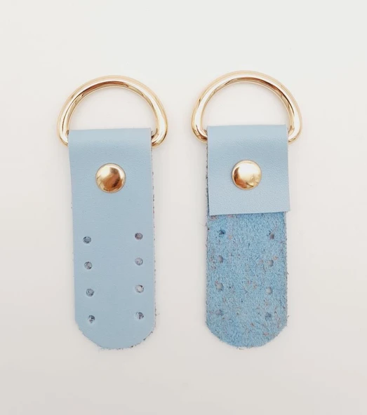 Çanta Aksesuar Tek Kat Suni Deri Sapucu Böce Bebe Mavi Renk Light Gold Metalli - Resim 2