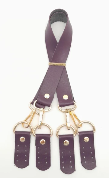 Çanta Aksesuar Suni Deri 55 Cm Misu Model Çift Sap Mor Renk Light Gold Metal ürün görseli 1