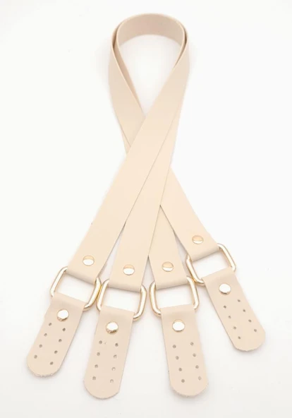 Çanta Aksesuar Karedört Model Suni Deri Krem Renk Çanta Sapı Light Gold Metal - 2