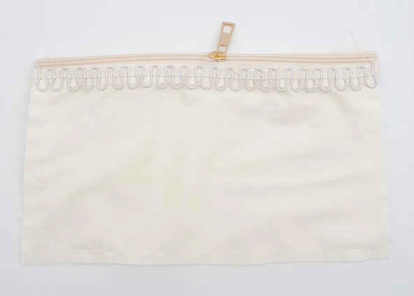 Çanta Aksesuar 25x15 cm Dikilmiş Fermuarlı Astar Krem Renk