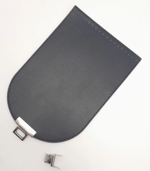 Çanta Aksesuar 15x22 cm Suni Deri Siyah Renk Kapak Gümüş Metalli - 3