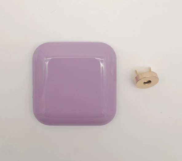 Çanta Aksesuar 7 cm Kare Akrilikli Lila Renk Light Gold Mıknatıslı Kilit