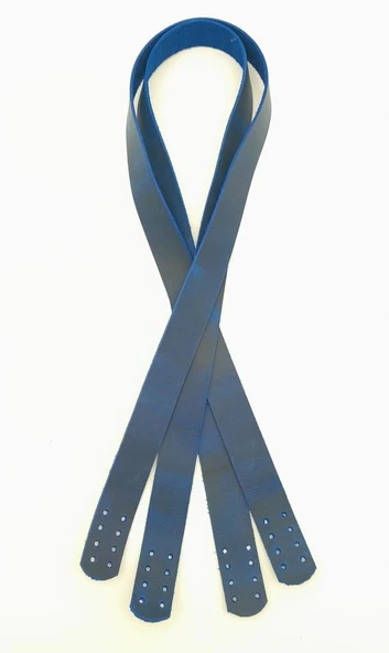 Çanta Aksesuar Gerçek Deri 70x2 cm Saks Mavi Crazy Oil Renk Çift Çanta Sapı