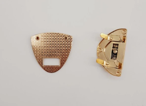 Çanta Aksesuar Light Gold Renk Üçgen Kilit - Resim 3