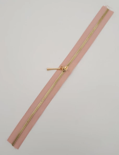 Çanta Aksesuar Başlıklı Fermuar 40 Cm Light Gold Metal Pudra Renk