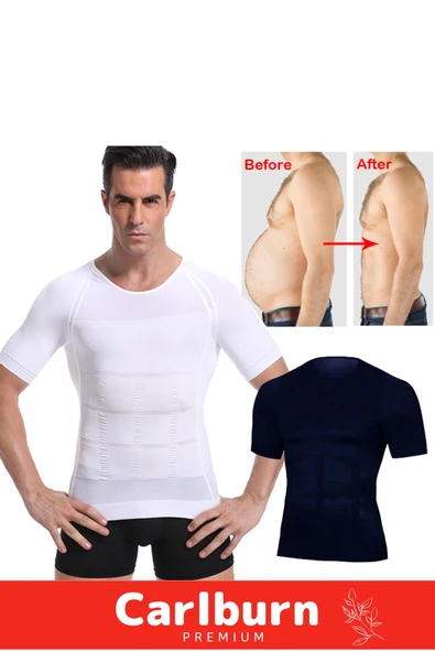 Premium Bel Göğüs Dik Duruş Jinekomasti Toparlayıcı Erkek Göbek Sıkılaştırıcı Kısa Kol Korse Atlet - Resim 4