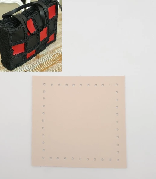 Çanta Aksesuar 10x10 cm Kare Suni Deri Krem Renk 1 Adet