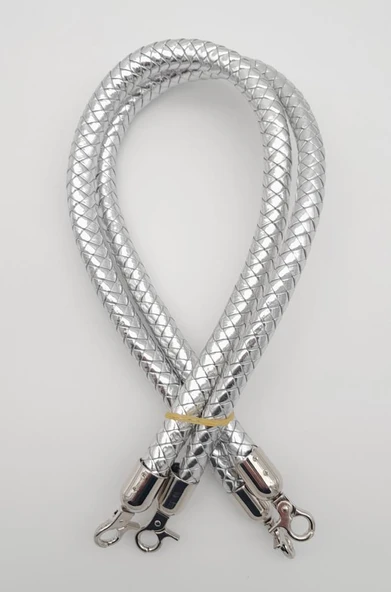 Çanta Aksesuar Gümüş Renk Uzun Örme Çanta Sapı Gümüş Metal
