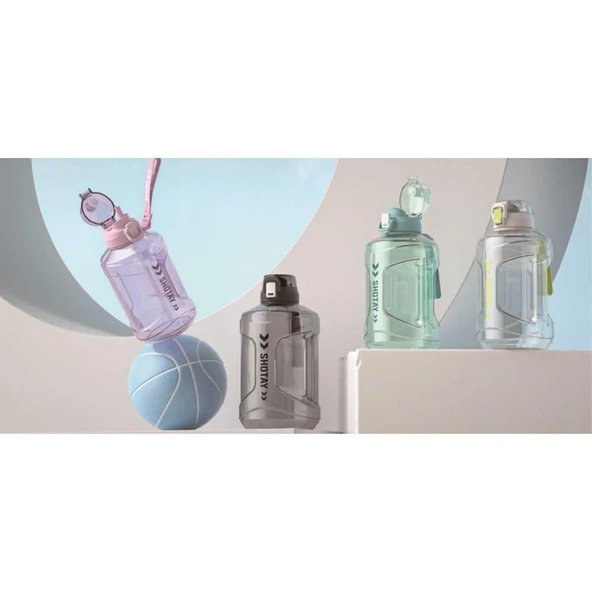 Shotay Medium Barrel Su Matarası Tritan Geniş Siyah 1600Ml - 3