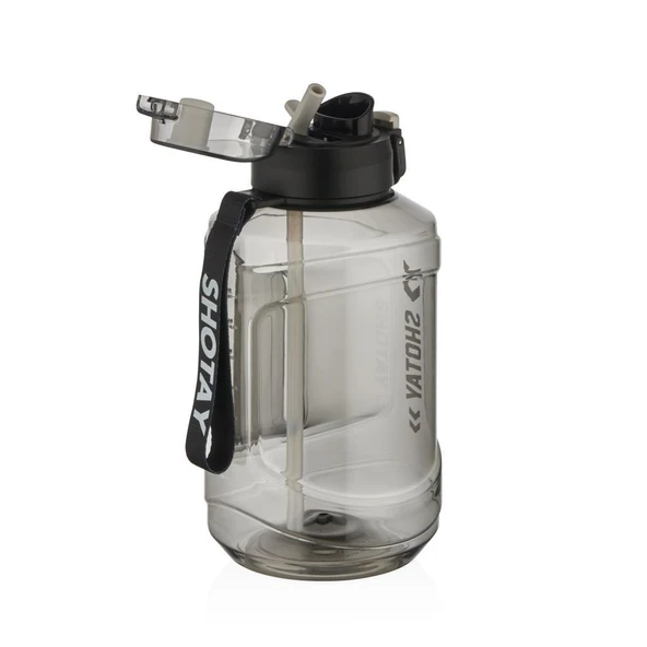 Shotay Medium Barrel Su Matarası Tritan Geniş Siyah 1600Ml - 2
