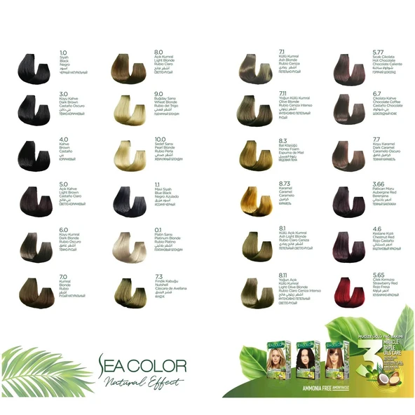 SEA COLOR Amonyaksız, Vegan, Doğal, Besleyici Kalıcı Saç Boyası%100 Beyaz Kapama 1 PAKET 2 x 50 ml Boya OKSİDAN Kramel 8,73 - 4
