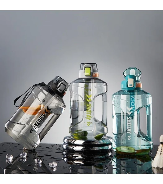 Shotay Medium Barrel Su Matarası Tritan Geniş Siyah 1600Ml - 4