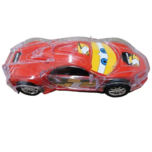 Çarp Dön Işıklı Sesli Araba - Kırmızı - P4010 - Resim 4