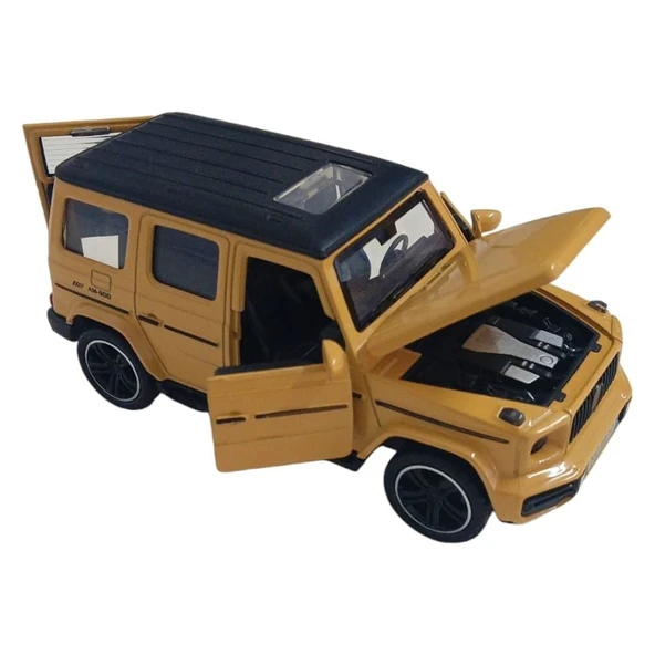 Çek Bırak Metal Sesli SUV Araba 1:32 - Hardal Rengi - Resim 3