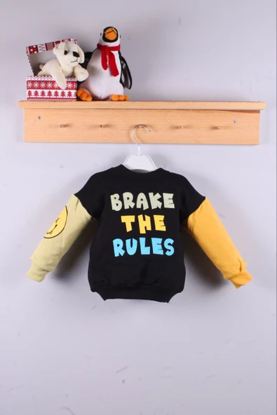 Erkek Bebek Emoji Baskılı Takım % 100 Pamuk - Resim 5